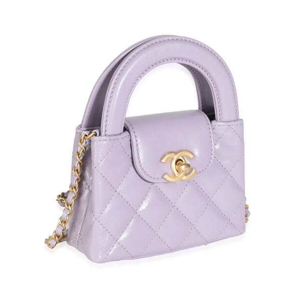Chanel 24P Light Purple Quilted Shiny Aged Calfskin Mini Nano Kelly Shopper - Picture 3 of 8